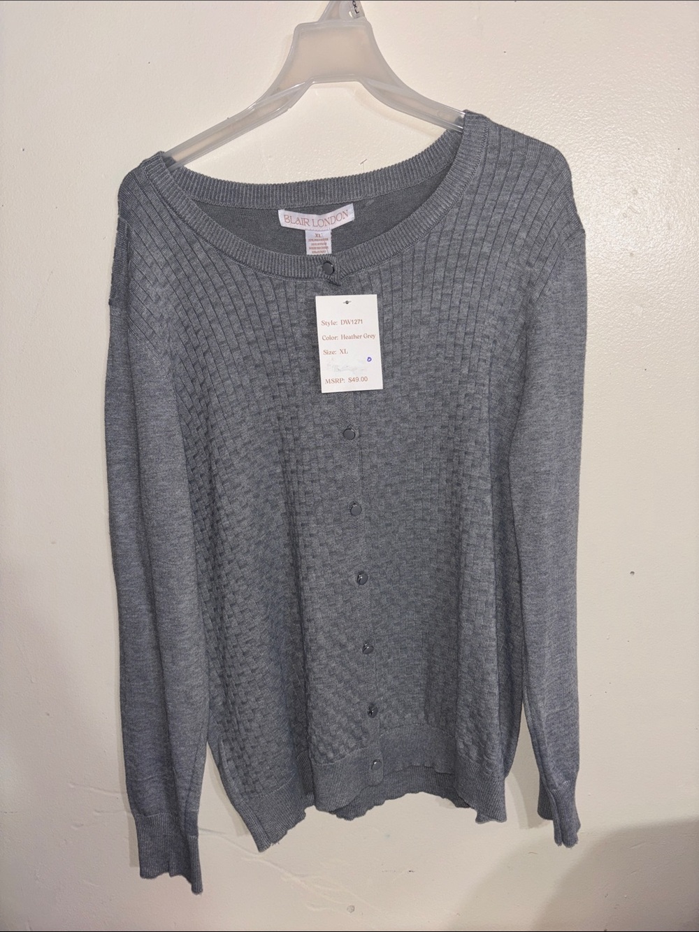 Heather Gray Button-Front Women's Sweater